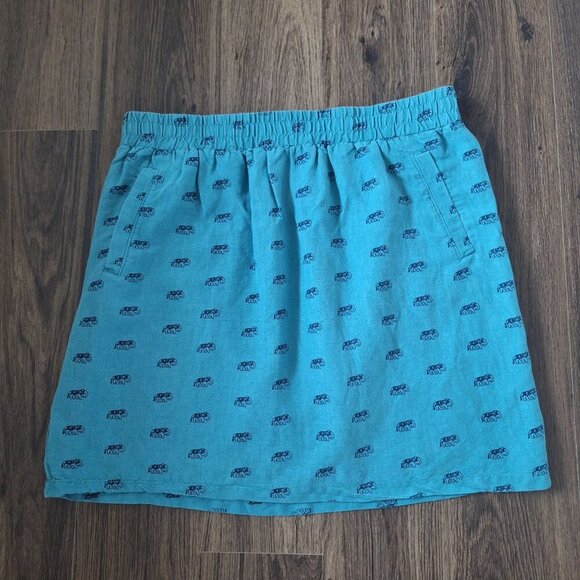 💙 Loft Outlet Elephant Print Linen Blend Pockets Elastic Waist Lined Skirt  Siz - Picture 10 of 10
